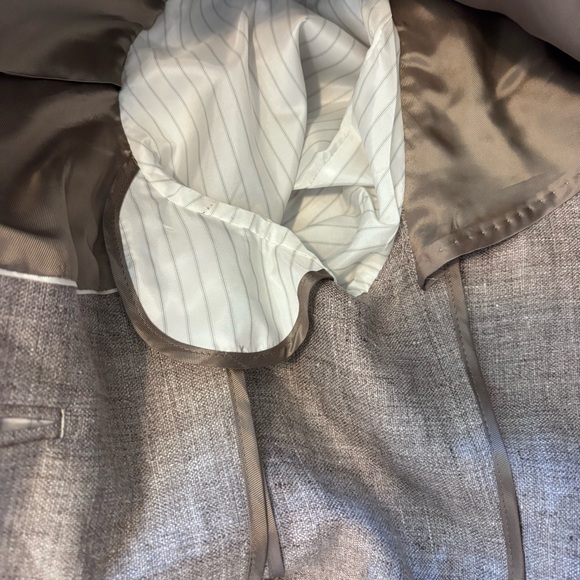 Hackett London Taupe Linen Delave Hopsack Blazer Men’s 46R Work Classic Wedding - Picture 14 of 16